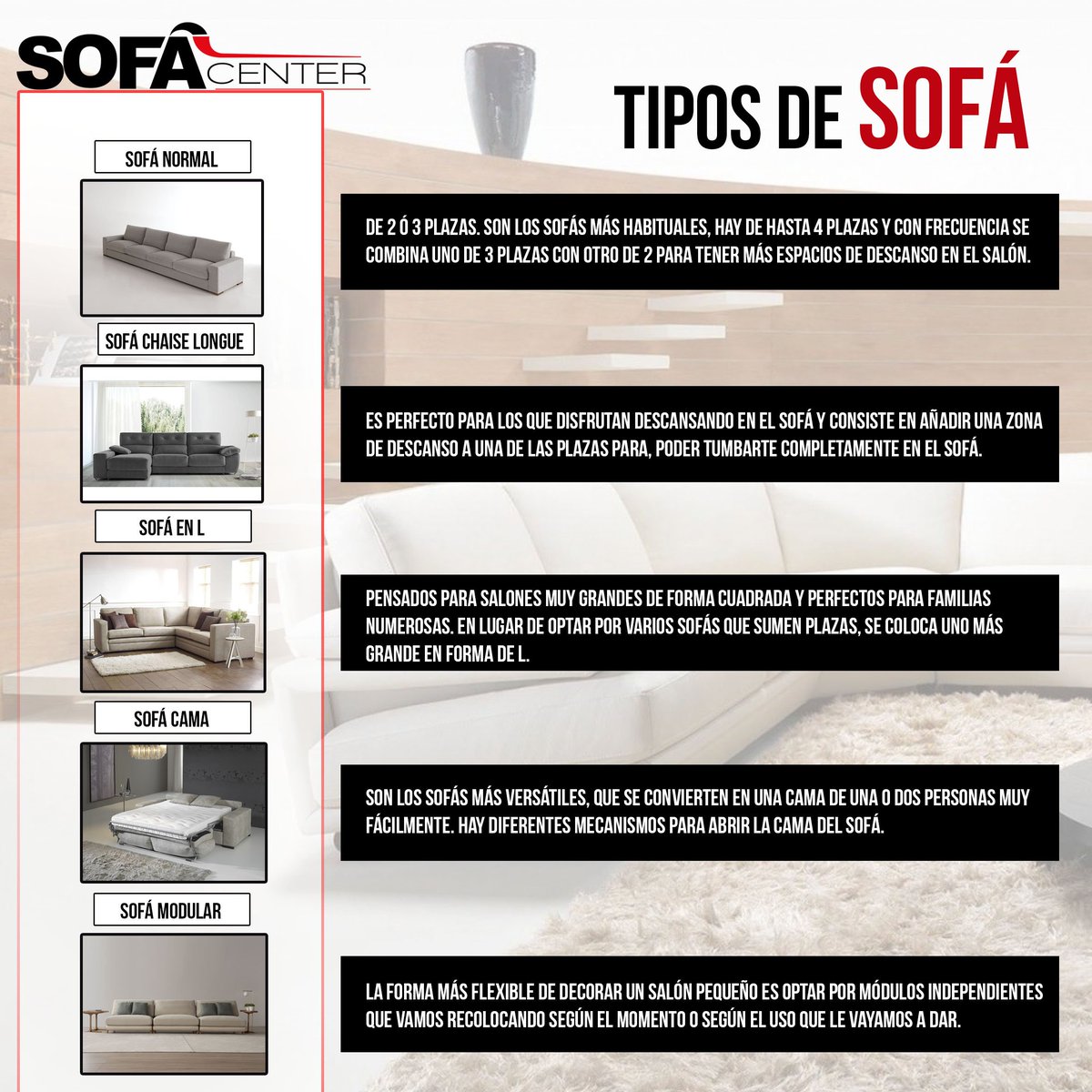 ¿Sabes cuantos tipos de sofá existen? En #SofaCenter los encontrarás todos!!😉
 💡Recuerda! Disponemos de todas las telas y tejidos para que el tapizado de tu sofá se ajuste a tus gustos y necesidades👍