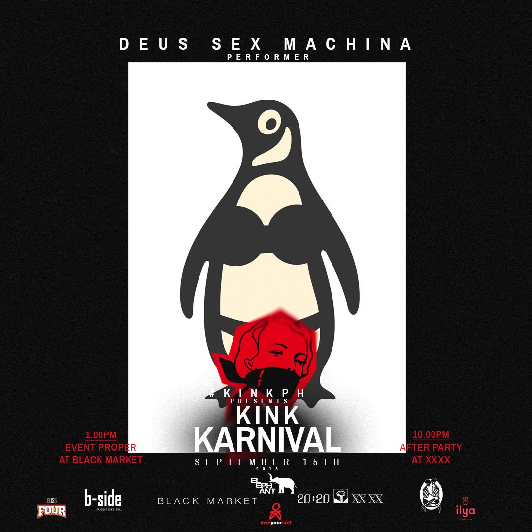 DeusSexPH's tweet photo. Hello, our sexy sexual friends. Mark your calendars and get those tickets! We're returning to #KinkKarnivalPH Sept 15!!! #MyFirstKink✨
(More details on our Facebook page!) https://t.co/AsYLB6ZfLs