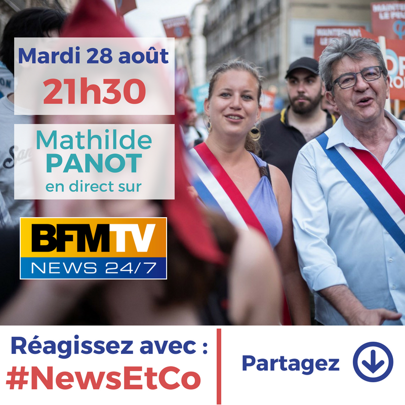 FiAssemblee's tweet photo. Ce soir à 21h30, @MathildePanot sera l'invitée de @NathalieLevyNC et de @Bruce_Toussaint sur @BFMTV.
➡️ Réagissez sur les réseaux sociaux avec le hashtag #NewsEtCo https://t.co/VvPOzQs53y