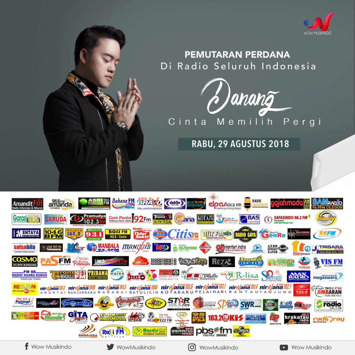 CINTA MEMILIH PERGI DANANG BUKA LEMBARAN BARU

Pemutaran Single “CINTA MEMILIH PERGI”
Artist/Penyanyi: DANANG
Eksekutif Produser: HENDY AHMAD
Pencipta: NURBAYAN
Genre: Pop Dangdut
Produksi : WOW MUSIKINDO

<a href="/DANANGBWI/">DANANG</a>