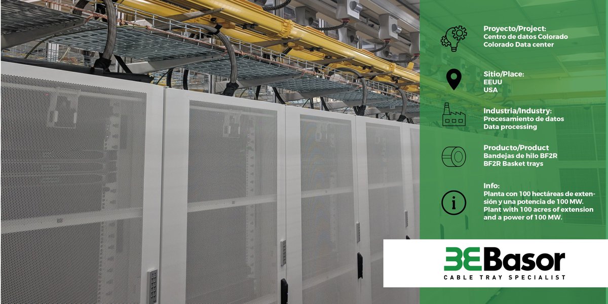 BasorElectric's tweet photo. ¡Hola! Hoy os presentamos un proyecto muy especial para nosotros, se trata de uno de los #DataCenters más grandes de Colorado en Estados Unidos 🇺🇸, instalado con nuestra bandeja de hilo #Basorfil modelo enchufable sin tornillos BF2R por su rapidez y facilidad en la instalación! https://t.co/p5Pn3oc5LJ