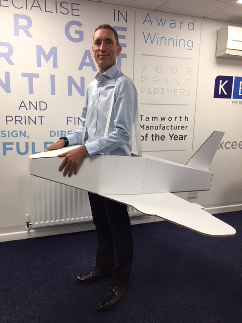 KEPPrintGroup's tweet photo. When a customer gives you a picture from the internet and says, “We need an adult one of these.” #Challengeaccepted! 4 days later we delivered a wearable cardboard plane. Whether it’s #FSDUs, #packaging, or something a bit more "off the wall," we've got you covered. https://t.co/3rWmJpqYTK