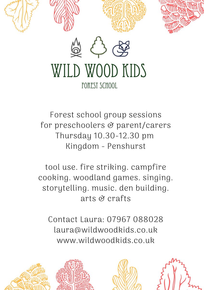 From the 13th of September we will welcome the Wild Wood Kids at Kingdom! 
You can book a place for your little one in 6 weeks blocks.
Parents must attend the whole session.
£18 for 2 hours , includes drinks and biscuits .
Please contact Laura to book 
wildwoodkids.co.uk