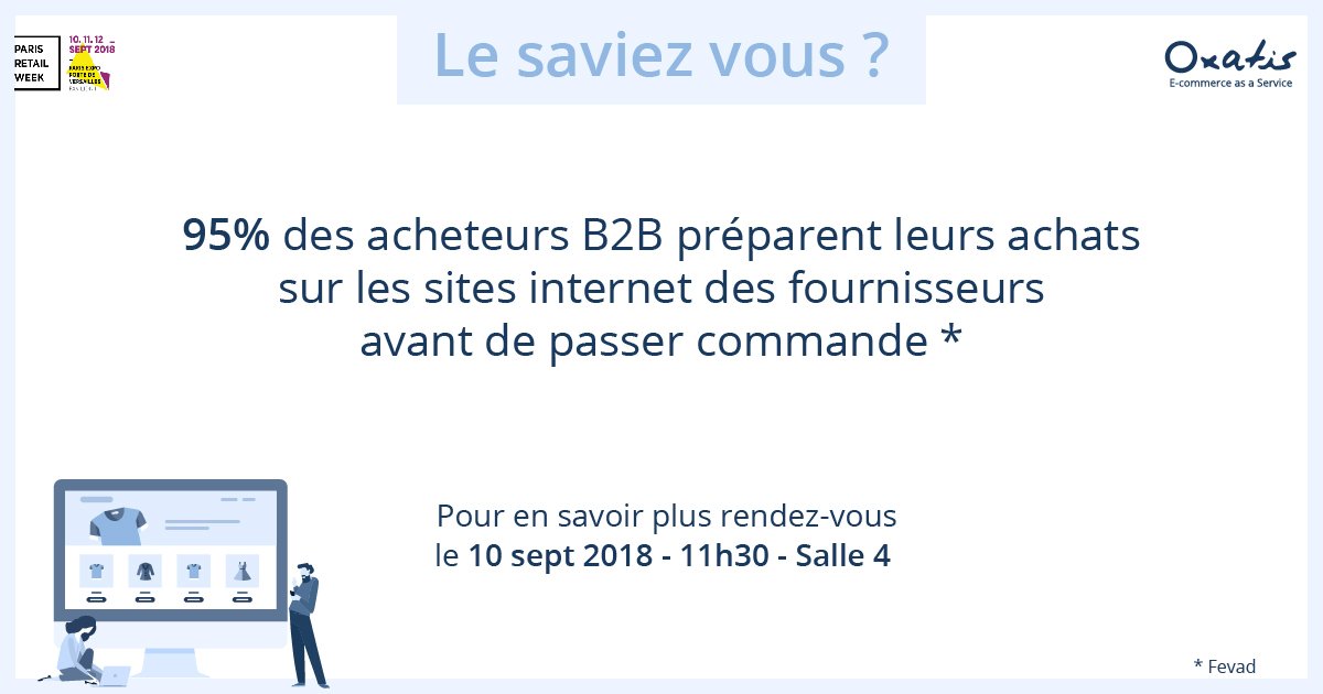 NewOxatisFr's tweet image. Pour découvrir tout le potentiel du marché #ecommerce #B2B et en connaître les spécificités 👉👉bit.ly/2wqItax Demandez votre badge et inscrivez-vous sans plus tarder à notre conférence sur le salon @PRWOfficial ! 🤗