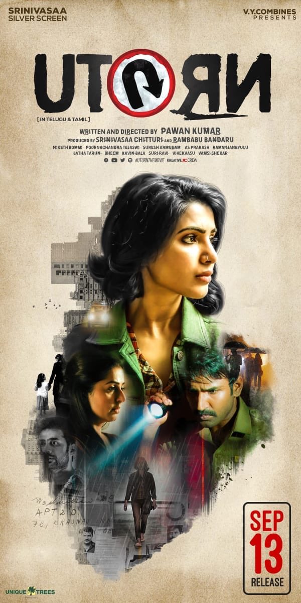 Samantha, Aadhi and Bhumika in U Turn