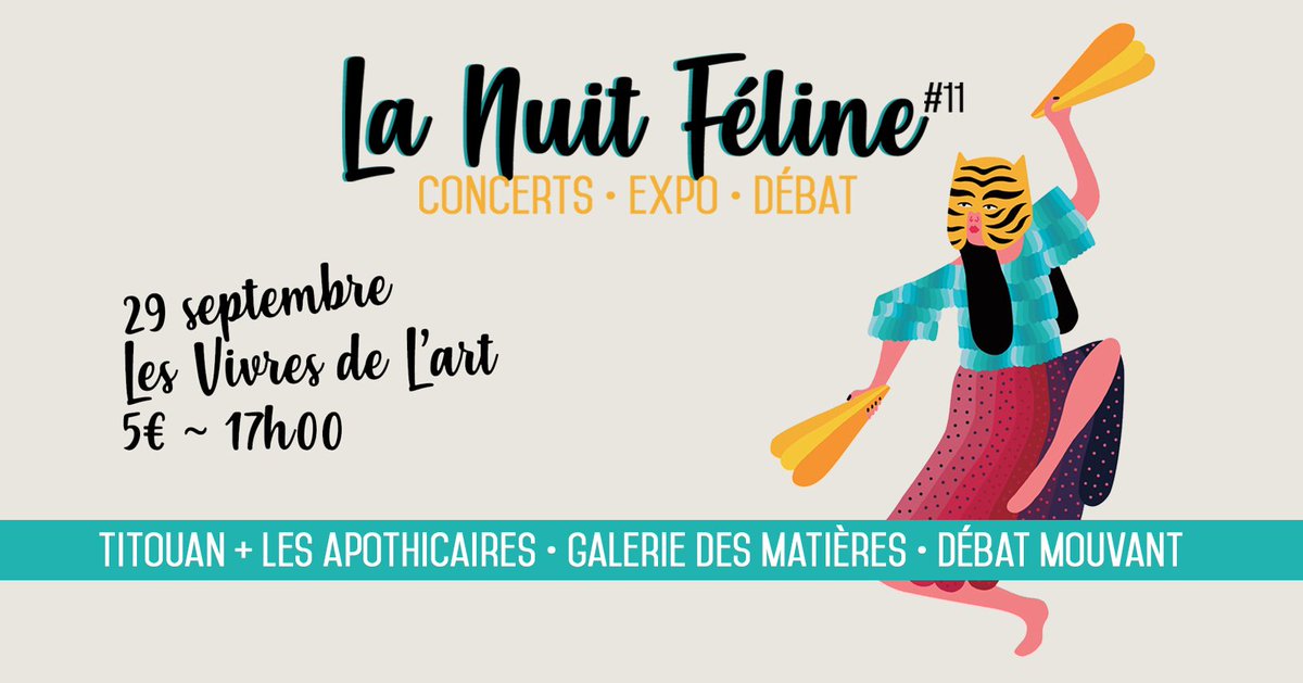 ⚡ La Nuit Féline is back ⚡ 
Rdv samedi 29 septembre aux Vivres de l’Art pour une belle soirée graou 🐯