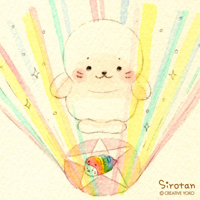 ? #ポジぐるみチャレンジ イラスト化⑥ ?
「しろ魔法」

#しろたん #sirotan #ポジぐるみ #instagram #イラスト化 