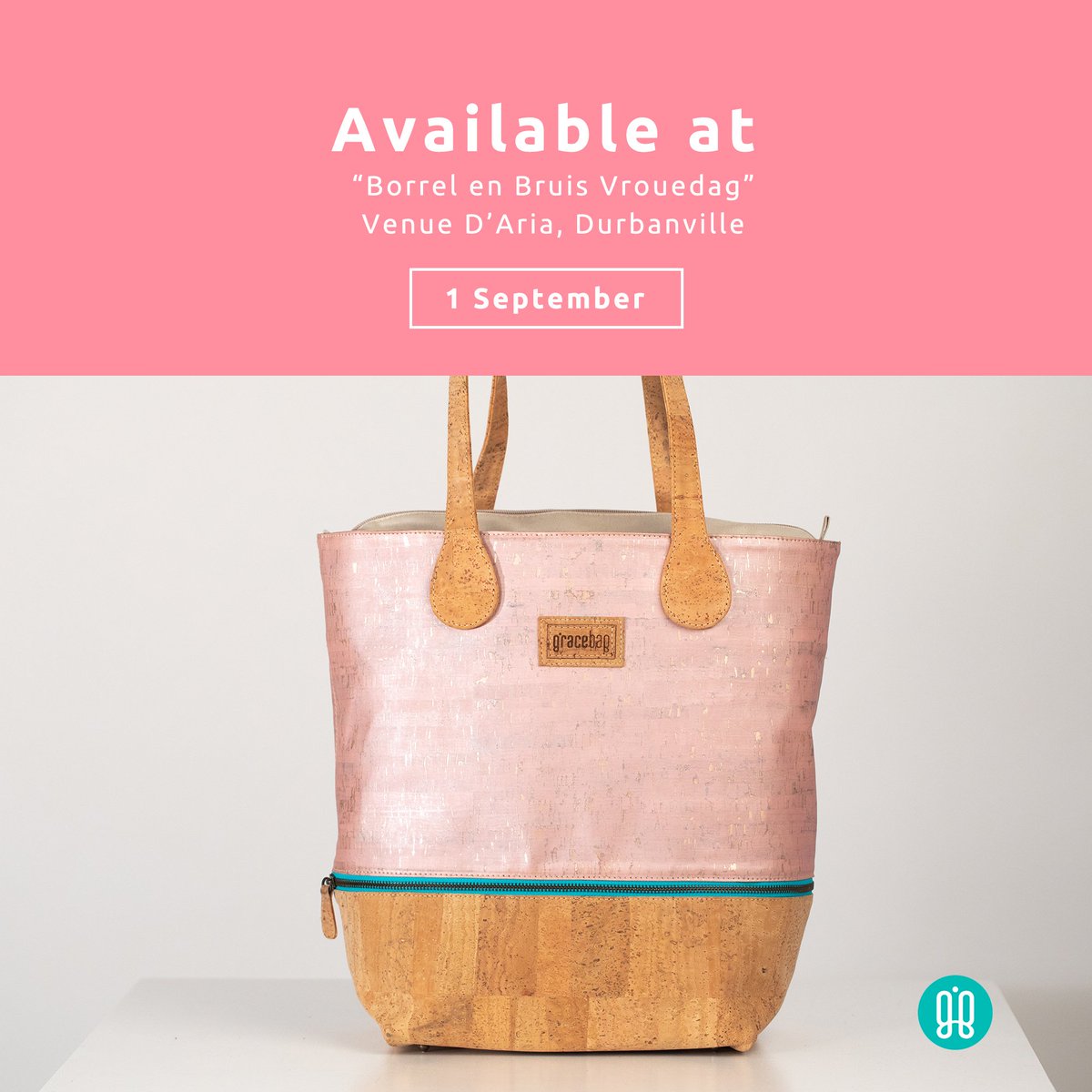 Gracebag1's tweet photo. Come, enjoy a fun women's day with @karienb11, @minki_vdwest and #SusanCoetzer at @Die_Burger's "Borrel en Bruis Vroueoggend" at @DAria_Venue. We will launch our beautiful bags at the event, with a special offer. So ladies come prepared! #Gracebag #BorrelEnBruis #Event https://t.co/f2p99klrGT