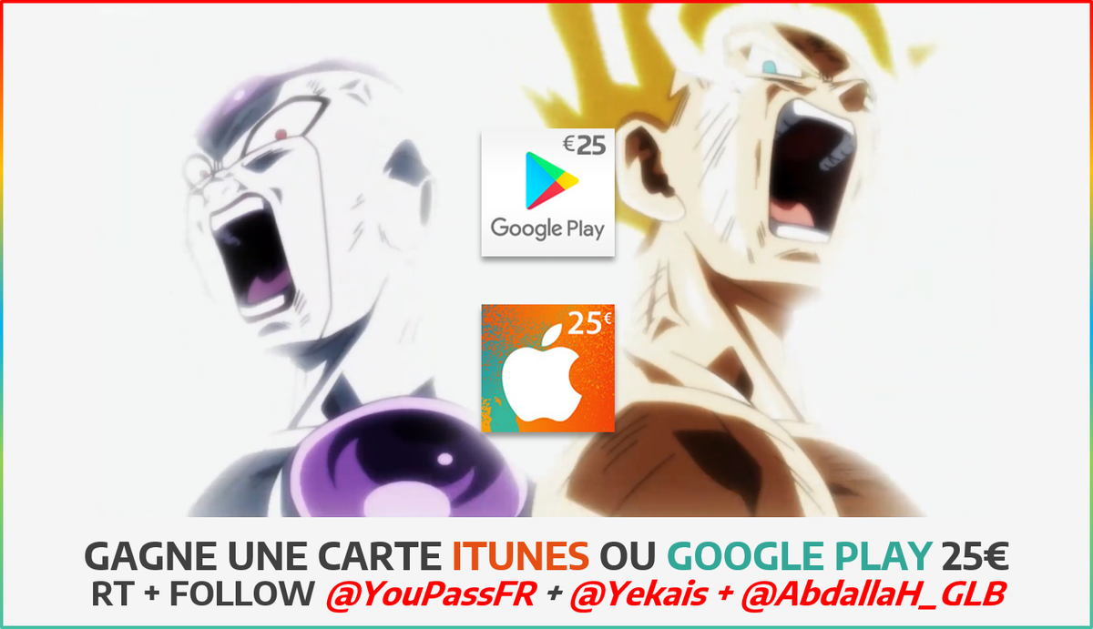 YouPassFR's tweet photo. #Concours ⚡

Tente de gagner 25€ Google Play ou iTunes !

Pour participer :
💥 RT ce tweet
💥 Follow @YouPassFR + @Yekais + @AbdallaH_GLB 

Tirage au sort à 18h (28/08) https://t.co/iaa8au5xmG