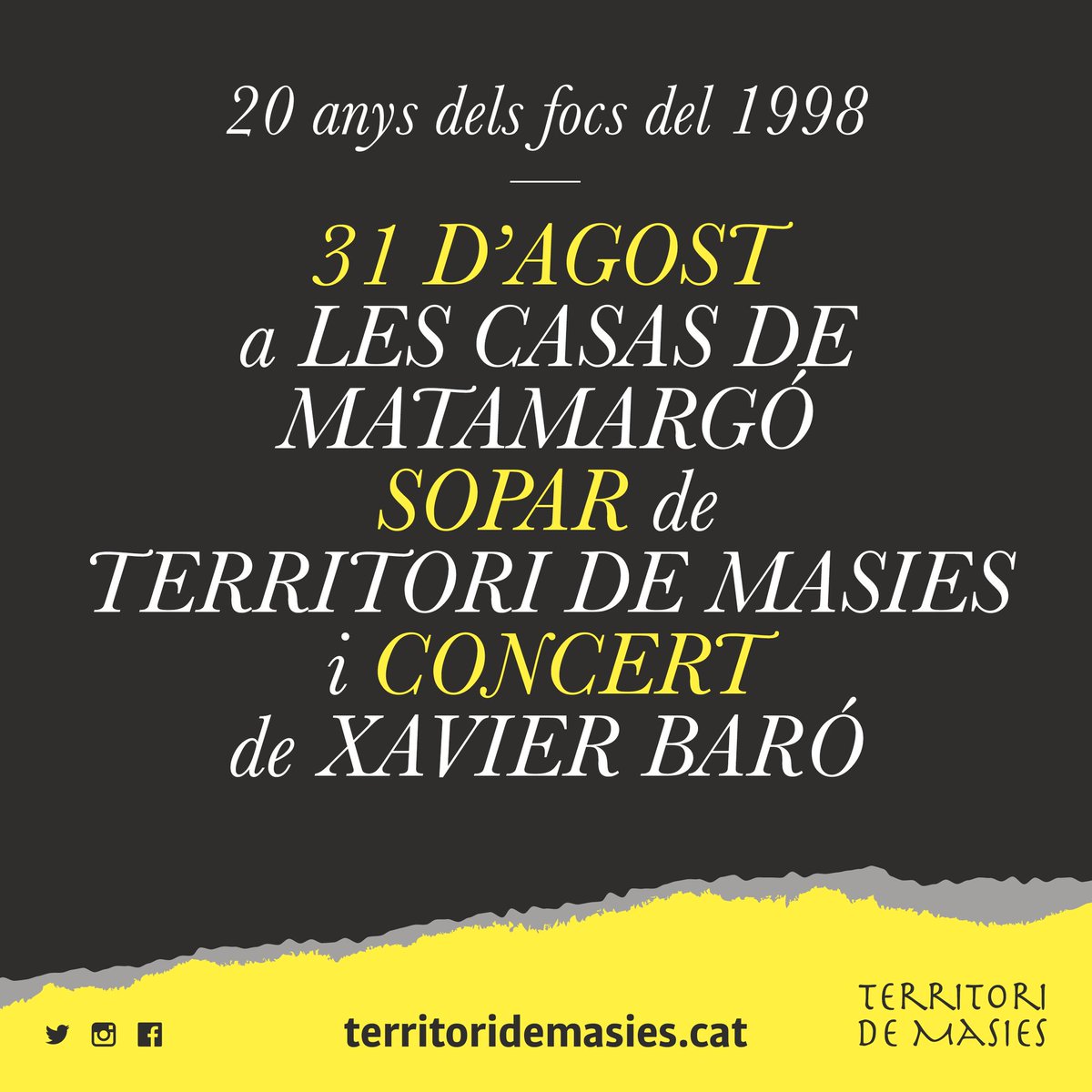 Aquest és el menú del que podreu disfrutar el pròxim 31 d'agost a Les Casas de Matamargó! Amb productes de proximitat dels productors i restauradors de Territori de Masies.

Podeu fer la inscripció prèvia al següent enllaç: docs.google.com/forms/d/e/1FAI…