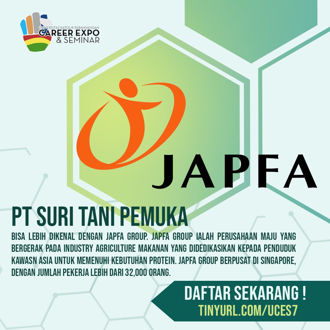 Japfa Group ialah perusahaan maju yang bergerak pada industry agriculture makanan yang didedikasikan kepada penduduk kawasn asia untuk memenuhi kebutuhan protein,
Japfa Group berpusat di Singapore, dengan jumlah pekerja lebih dari 32,000 orang.
#unparcareerexposeminar18
#uces18