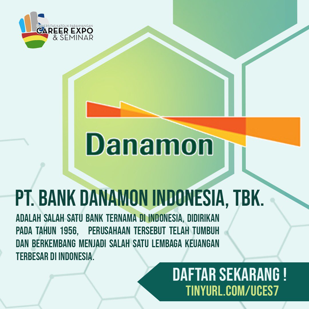PT. Bank Danamon Indonesia, Tbk. Adalah salah satu bank ternama di Indonesia,
Didirikan pada tahun 1956, perusahaan tersebut telah tumbuh dan berkembang menjadi salah satu lembaga keuangan terbesar di Indonesia
#unparcareerexposeminar18 
#uces18