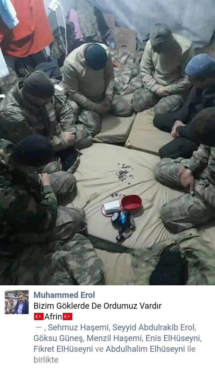 Fatih Portakal, Tarikatların TSK içindeki yapılanmasına dikkat çekerken Afrin'de çekilen bir görüntü ile karşılaştım, Askerler Menzil'e ait 'Hatme(zikir)' yapıyorlar