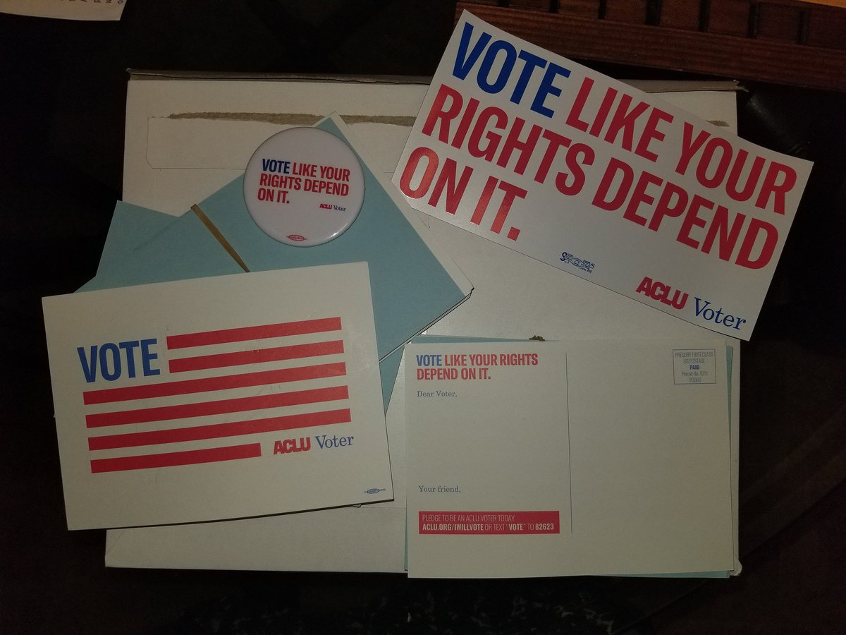 LogansTwoSense's tweet photo. Thanks @ACLU for providing citizens an with an opportunity to engage in voter advocacy & potentially encourage someone to vote!
It's not too late for you to order your free "VOTE LIKE YOUR RIGHTS DEPEND ON IT." Postcard kit!
#socialworker
#MidtermsBeforeSCOTUS #socialjustice! https://t.co/JJrJqRsaOH