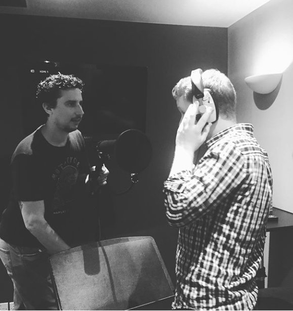 SideGlobal's tweet photo. Our engineer Glen setting up the booth this morning, regulars here at #sideuk might recognise this extra special acting talent 🏃🏻♂️☕️ #sideglobal #videogames #voiceover #TuesdayMotivation https://t.co/wwiELUlc5s