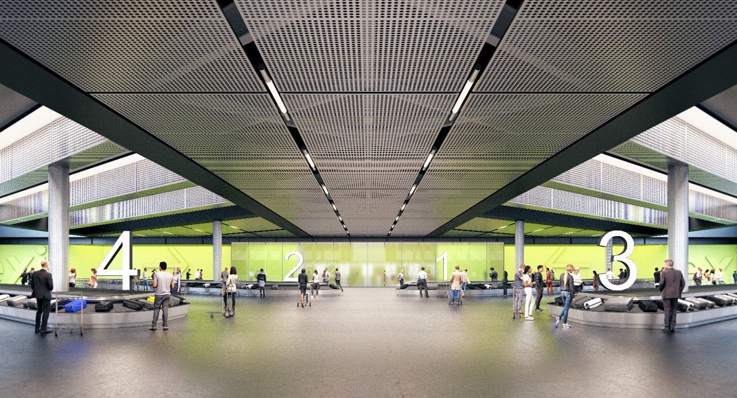 STN_Airport's tweet photo. A peek into the future: we have unveiled striking new CGIs of how @STN_Airport's new £130m #ArrivalsTerminal will look when it opens in #2020! https://t.co/0HXtOiMUsb #FlyLondonStansted #TransformingStansted✈ https://t.co/Gb37fWGykL
