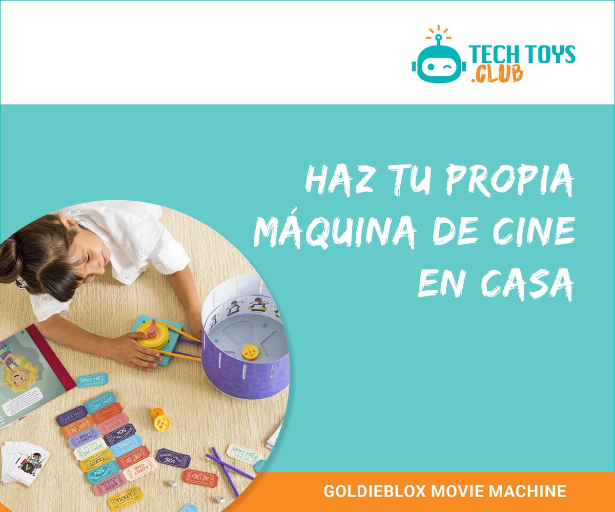 Haz tu propia máquina de cine en casa. Puedes crear animaciones con tus dibujos o con la app para iPhone. El Movie Machine es un juguete de construcción con un libro de cuentos que protagoniza GoldieBlox, una chica que le encanta resolver problemas con ingenio.