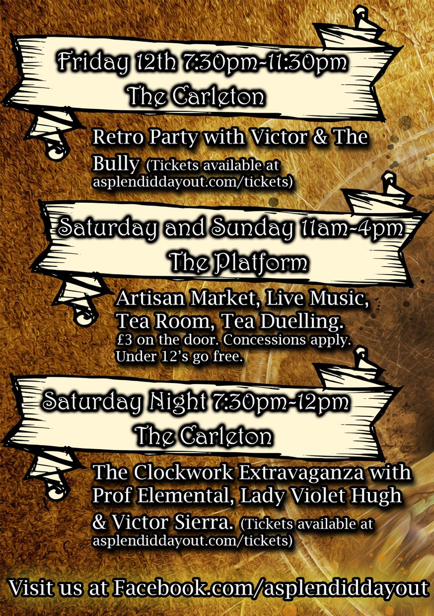 splendidday's tweet photo. The award winning "A Splendid Day Out" returns for its October appearance - beat off the autumnal blues by strutting your splendidness #ASDO #Steampunkfestival #Morecambe #Steampunk #Partytime @moreMorecambe  @The_Visitor  @MetroUK  #market #mayhem #music @prof_elemental https://t.co/SqrHAWrcZh