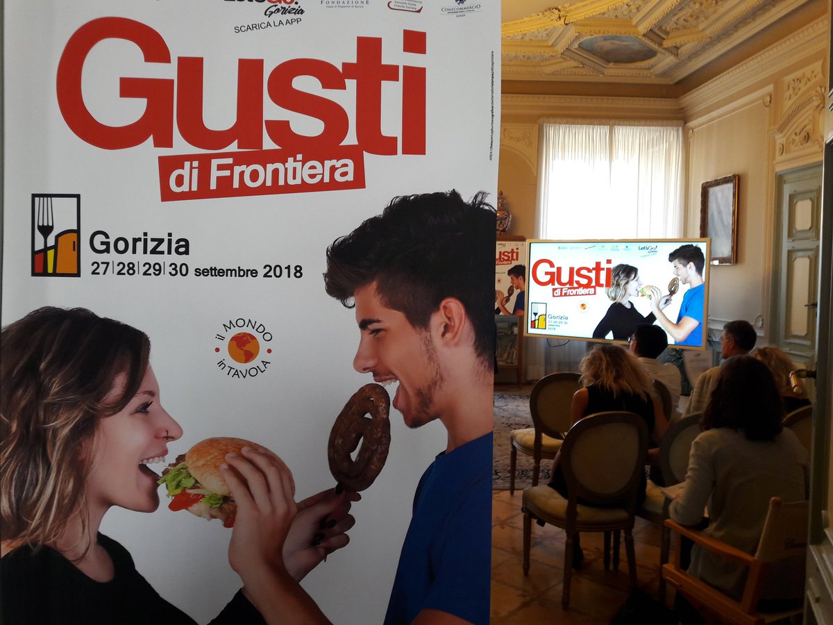 ECiuk's tweet photo. #Gusti di #Frontiera 27-30 settembre 2018. Presentazione al @Comune_Gorizia: 343 stand,19 borghi, 50 nazioni, 5 continenti. Questi i numeri della 15. edizione. Ad inaugurarla la Chef Cristina #Bowerman e il pasticciere Ernst #Knam @TgrRaiFVG https://t.co/CgRGuCwUIS