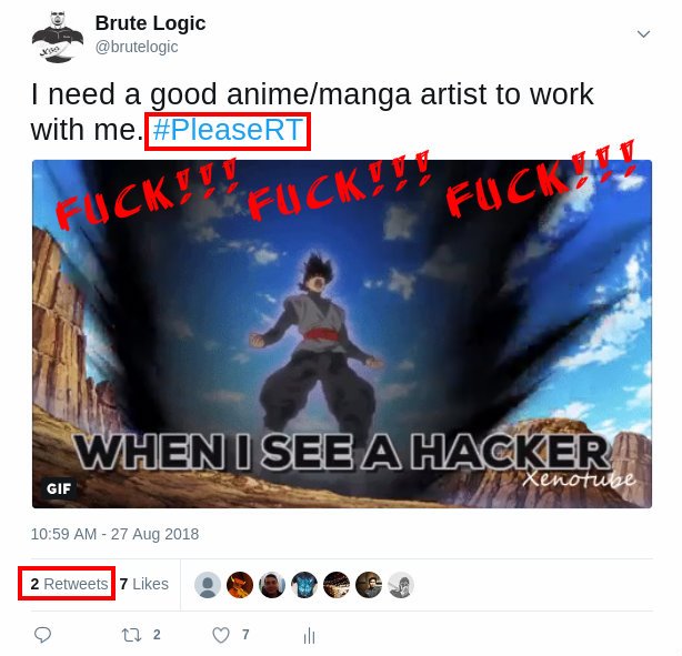 That's frustrating.
People are only interested in what you have to offer, when you need a simple help to get a thing that will return to them (yeah because that f**king artist is to make things for them!) you simply get ignored.

23k followers, man. 2 RTs. Asking please.