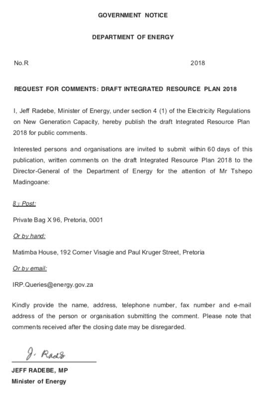 she_engineers's tweet photo. The much anticipated Energy IRP 2018 was published by DoE. Inputs are required from all sectors of society. Get involved @Kurisani @Shamiso_K @rivpillay @KulaniEC https://t.co/zeo3YaANuj