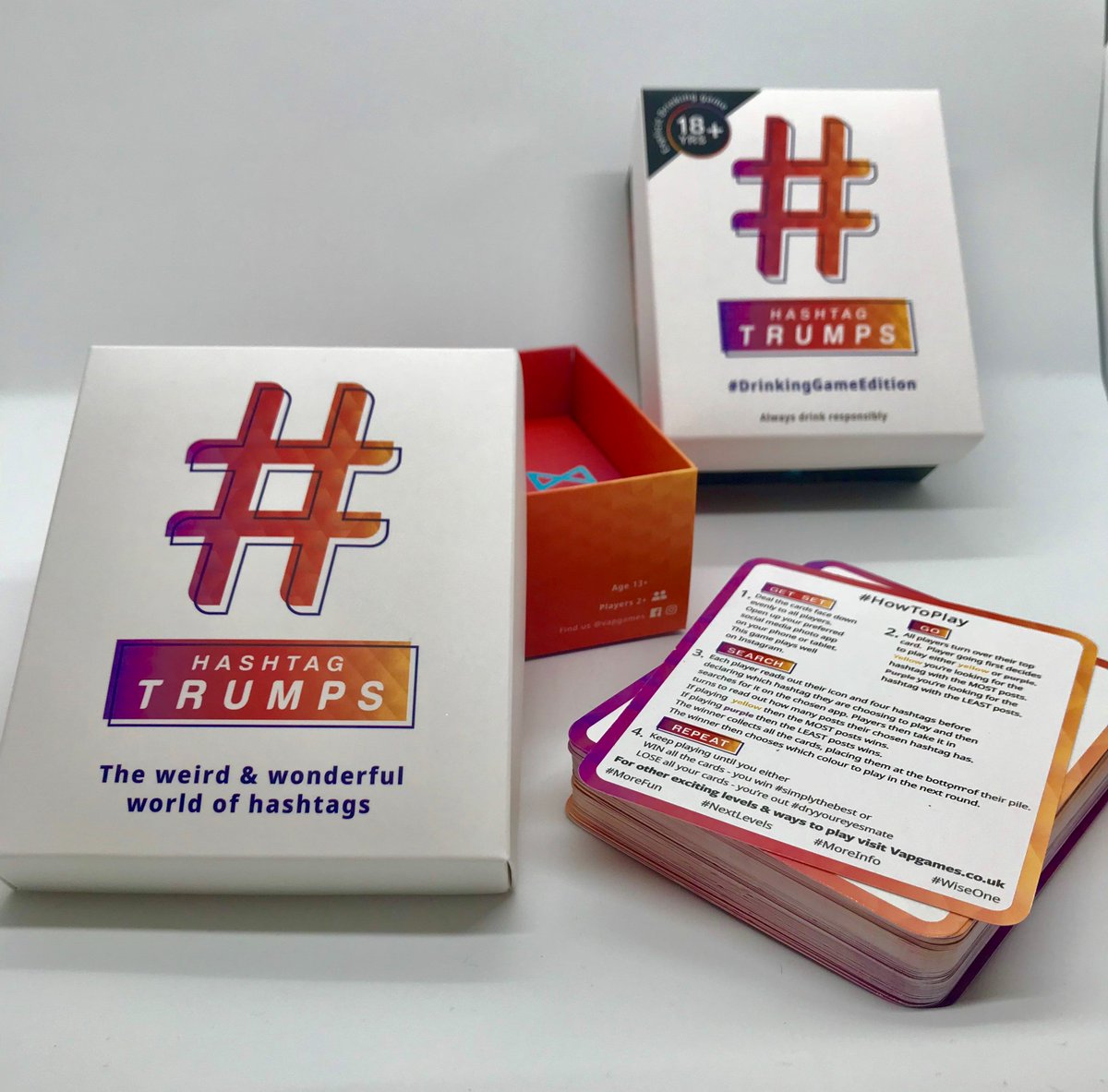 sourcecre4tive's tweet photo. SCP were recently set a new challenge producing a new card game “Hashtag Trumps” for VAP Games. 
This unique take on classic top trumps uses social media for constantly changing results and endless playing possibilities within the weird and wonderful world of hashtags. #cardgames https://t.co/FvMXTLVLY4