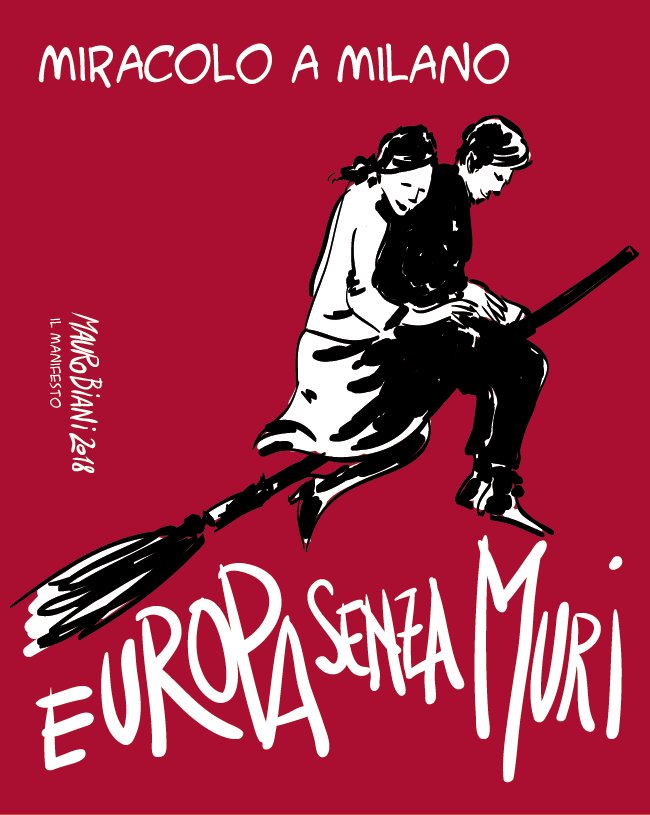 maurobiani's tweet photo. #EuropaSenzaMuri Miracolo a Milano. per @ilmanifesto https://t.co/L1Zn28fHIF