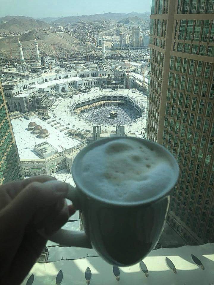 MuhammadLila's tweet photo. Left:  A frothy latte served in a $400-500/night hotel overlooking Mecca.

Right:  A Pakistani pilgrim who saved for 43 years, sold his farm, then worked on it - just to afford being able to go to Mecca to perform the Hajj.  He died while performing it.  

Priorities. https://t.co/7jA4bQcGXD