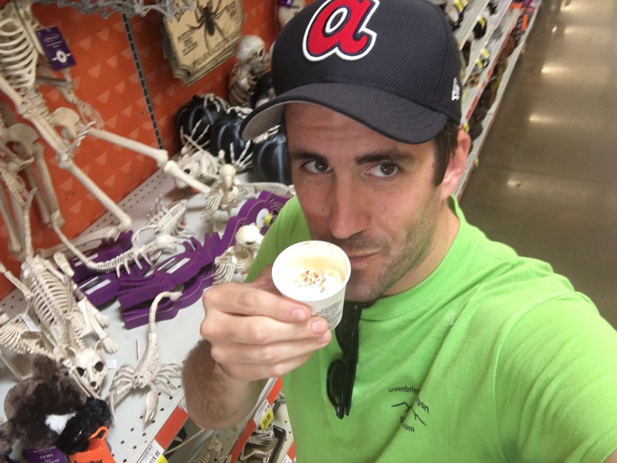 ryan kruger on twitter peak fall in august braves cap halloween decorations at the kroger and pumpkinspicelatte samples 11alive