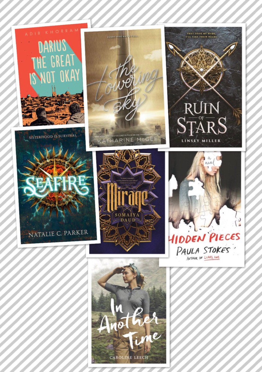 YA Buzz π (@yabuzz2) on Twitter photo Today's NEW #YA Releases:
Mirage by @somaiyadaud 
Seafire by <a href="/nataliecparker/">Natalie C. Parker</a> 
The Towering Sky by <a href="/katharinemcgee/">Katharine McGee</a> 
Hidden Pieces by <a href="/pstokesbooks/">Paula Stokes</a> 
Darius The Great Is Not Ok by @adibkhorram 
Ruin of Stars by <a href="/LinseyMiller/">Linsey Miller π«find me elsewhereπ«</a> 
In Another Time by <a href="/Carolinesblurb/">Caroline Leech</a> 
#NewRelease Today's NEW #YA Releases:
Mirage by @somaiyadaud 
Seafire by <a href="/nataliecparker/">Natalie C. Parker</a> 
The Towering Sky by <a href="/katharinemcgee/">Katharine McGee</a> 
Hidden Pieces by <a href="/pstokesbooks/">Paula Stokes</a> 
Darius The Great Is Not Ok by @adibkhorram 
Ruin of Stars by <a href="/LinseyMiller/">Linsey Miller π«find me elsewhereπ«</a> 
In Another Time by <a href="/Carolinesblurb/">Caroline Leech</a> 
#NewRelease