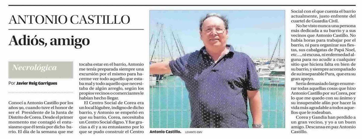 📃 Adiós, amigo. Descansa en paz Antonio Castillo  via <a href="/levante_emv/">Levante-EMV</a>