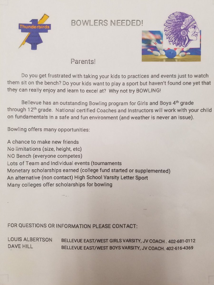 AveryPhysical's tweet photo. Bowlers are needed 4-6th grades!
@Avery_Tigers https://t.co/6lMxLvwSaY