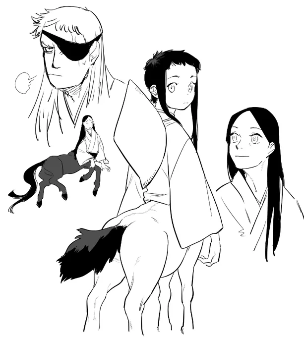 上半身だけじゃ人馬かどうか伝わらんので下まで描かねばならんという 