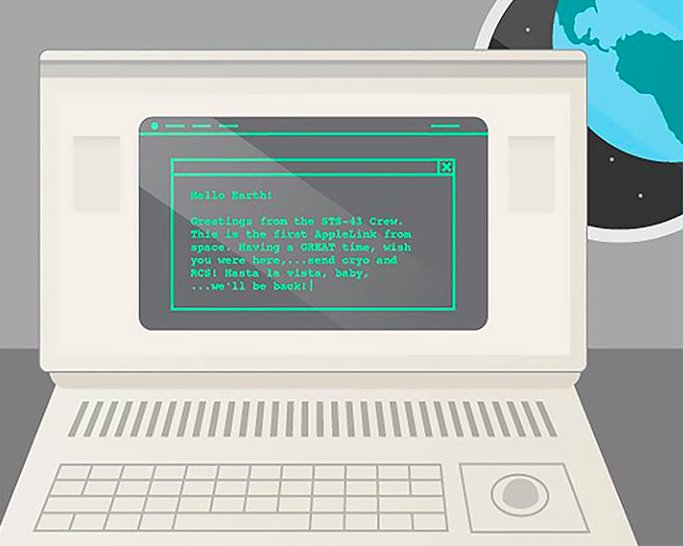 blockchain's tweet photo. Check out the first email sent from space on this day in 1991. Back then, the idea that someone could talk to Earth from space was basically science fiction— who knows what type of out-of-this-world feats we'll accomplish in the next 27 years 🚀
#blockchain #innovation #tech https://t.co/lTdrbKTWE3