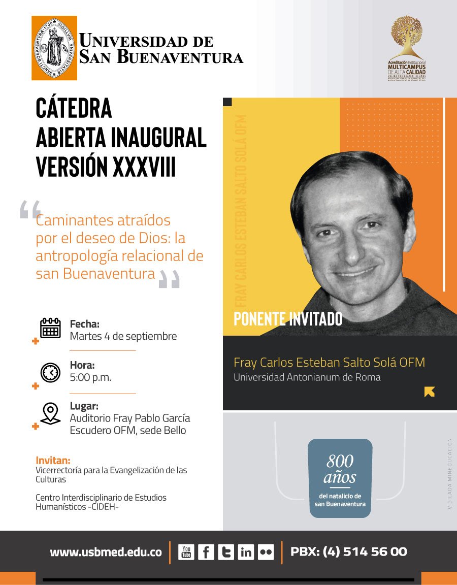 USBmed's tweet photo. Prográmate para acompañarnos en la "Cátedra Abierta Inaugural", en esta oportunidad nos estará acompañando Fray Carlos Esteban Salto Solá OFM. #EventosUSBMed https://t.co/WOW5rIajrF