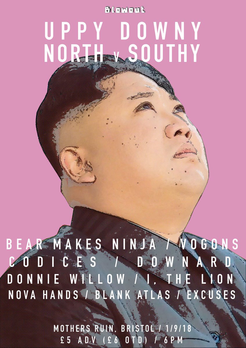 BRISTOL! We're playing your fine city this Saturday for this mammoth @blowoutnights gig! Excited to be playing with the awesome <a href="/bearmakesninja/">Bear Makes Ninja</a> Vogons <a href="/DownardBand/">DOWNARD</a> <a href="/donniewillow/">DONNIE WILLOW</a> <a href="/ithelionuk/">I, The Lion</a> <a href="/NovaHands/">Nova Hands</a> &amp; <a href="/BlankAtlasBand/">Blank Atlas</a>
 
#MathRock #AltRock #Bristol #LiveMusic #Gig #PostRock #live