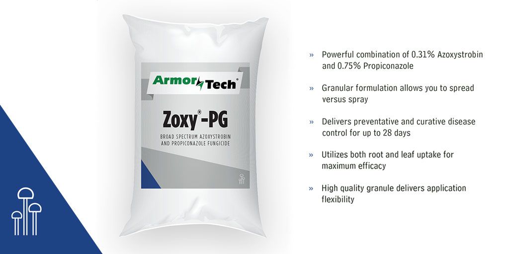 We recently launched our new granular fungicide, ArmorTech ZOXY-PG. The granular fungicide combines 0.31% Azoxystrobin and 0.75% Propiconazole. Learn more here: buff.ly/2P5g15y