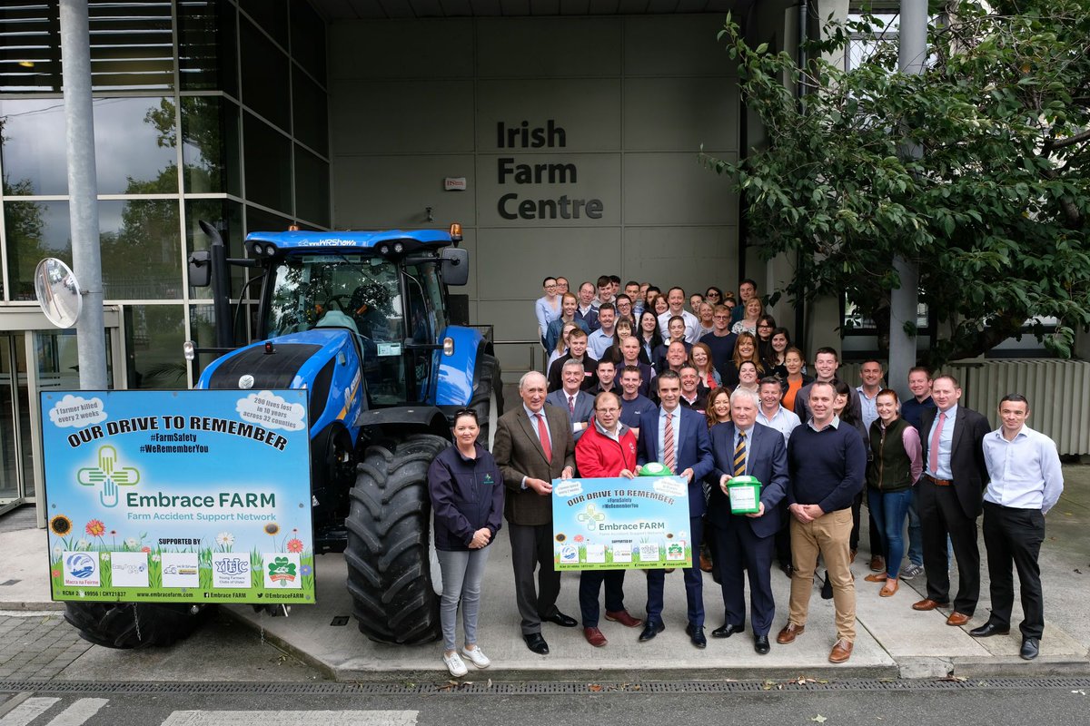 farmersjournal's tweet photo. The @EmbraceFARM tractor going around Ireland for #OurDriveToRemember the 290 victims of fatal farm accidents in the past 10 years stopped by the Irish Farm Centre today. It is now heading towards Northern Ireland along the east coast โ please donate for #FarmSafety if you see it https://t.co/hYO4Kl0g80