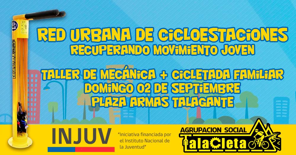 TALACLETA's tweet photo. Los invitamos a la última jornada del proyecto RED URBANA DE CICLOESTACIONES, RECUPERANDO MOVIMIENTO JOVEN #TalagantePedaleable https://t.co/95w9hdDe8v