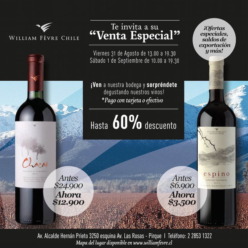 ¡No olvides este viernes y sábado nuestra venta de bodega William Fèvre Chile! - mailchi.mp/5654ffee50a3/o…