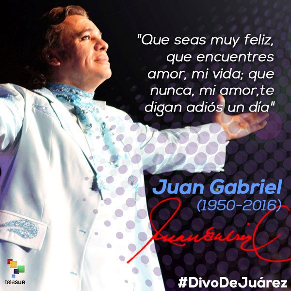 teleSURtv's tweet image. Hoy se cumplen dos años de la partida de esta estrella de la música e ícono de #México 

¿Cuál de estos temas de Juan Gabriel es tu favorito? bit.ly/2PIJfbD  #DivoDeJuárez