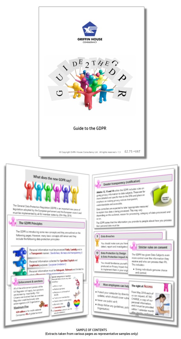 PaulGHCL's tweet image. Need info on #GDPR or help with your internal training? The answer is at Griffin House Consultancy - we have A5 fun books for sale - call us on 01673 885533 - can be co-branded #UdoBiz
