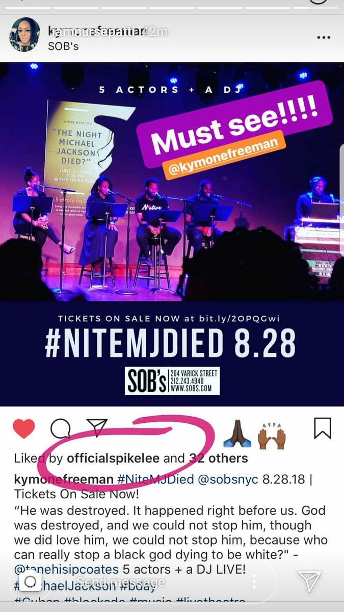 guerillartist's tweet photo. #NiteMJDied TONIGHT #NYC debut @SOBs 10pm #MichaelJackson #Bday #Thankyou to #SpikeLee for the s/o! Hope he makes the show #BKLovesMJ #NY https://t.co/mA5CXE6xxq