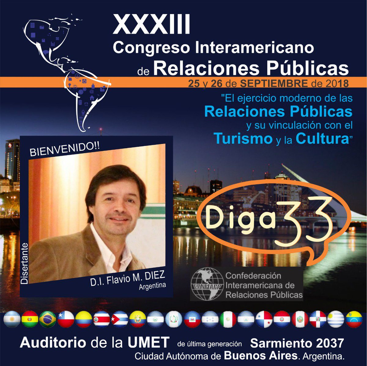 El realizador gráfico de cabecera del #DIGA33 el amigo @diezflavio Diez se suma como ponente del 33° Congreso de CONFIARP y junto a Pablo Topalian nos hablarán de los importantes avances tecnológicos que se vienen en la Confederación redrrpp.com.ar/programa