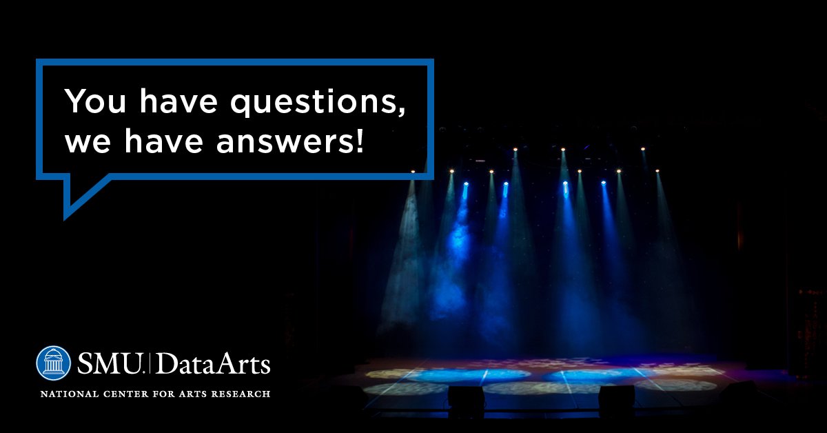 SMUDataArts's tweet image. You have questions about @SMUDataArts, we have answers. Check out our FAQ for details on the National Center for Arts Research and DataArts merger: culturaldata.org/smu-dataarts/f… #SMUDataArts