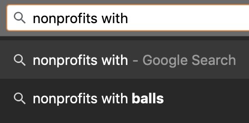 chudgr's tweet photo. Hey while we're talking about Google search results, this is … odd
#nonprofits #withballs https://t.co/EnRGmYe0Qj