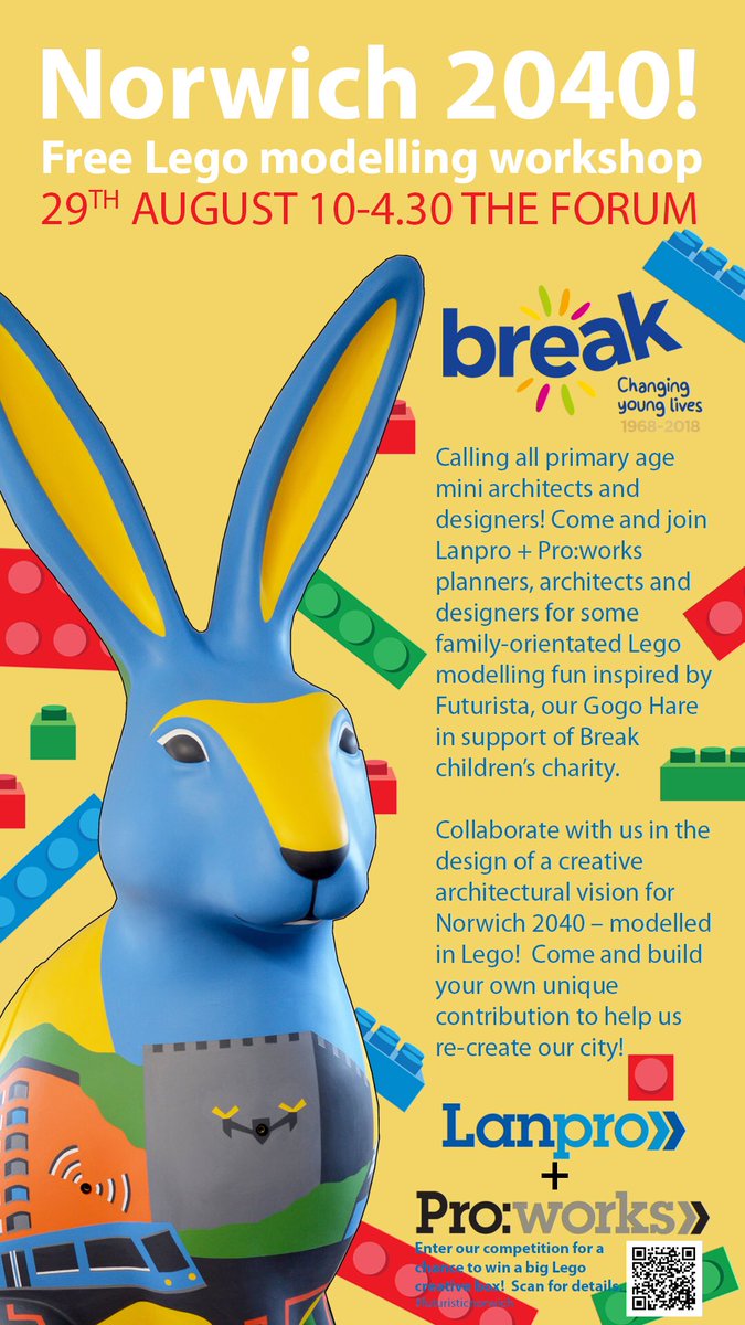 We hope you can all join us tomorrow for some family-oriented LEGO modelling fun at the Forum tomorrow! Help us to envisage what the future Norwich 2040 might look like! See you t’hare!!