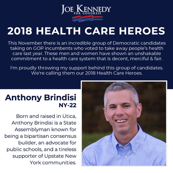 Our #healthcarehero @ABrindisiNY will fight his heart out for health care that doesn't break the bank - from protecting Medicare to bringing down rx drug prices. Proud to back him and hope you'll consider lending your support too! joekennedyforcongress.com/health-care-he…