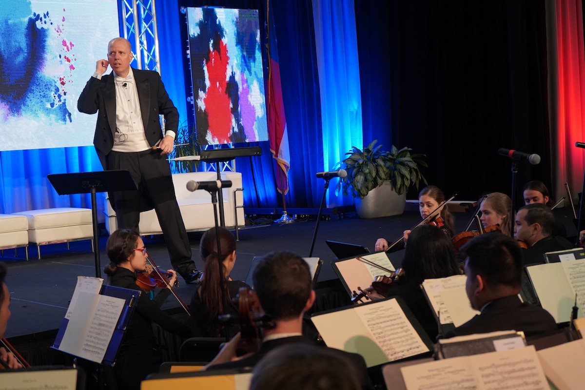 CSULeadership's tweet photo. Paul Hostetter and the @ColumbusState Orchestra perform at #JBLF. #CSULeadership https://t.co/bWmseOevC3