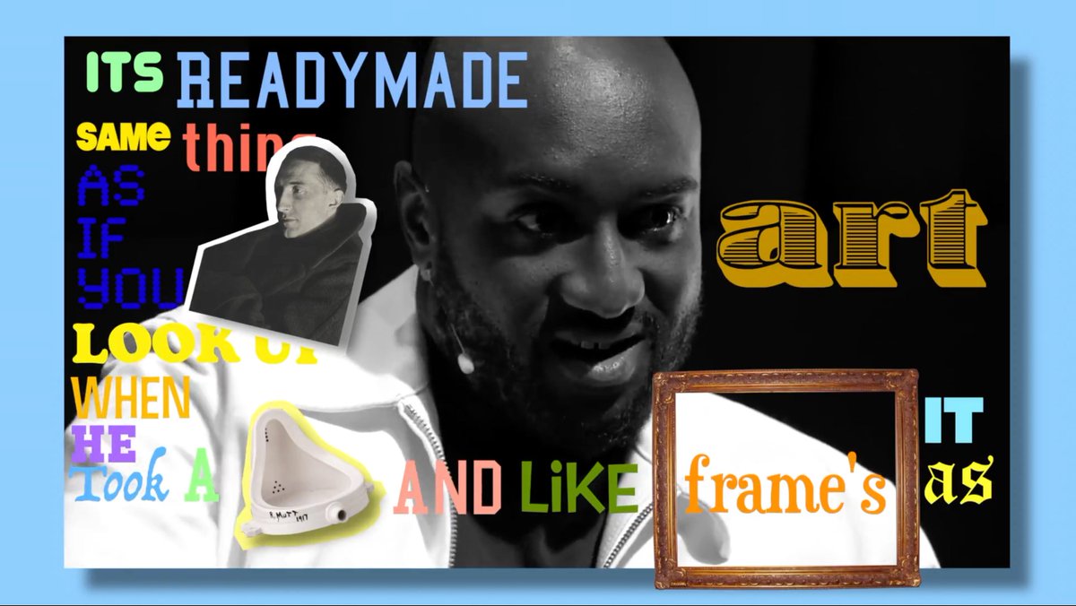 MasonReidFox's tweet photo. Check out my new video comparing @virgilabloh to French conceptual artist Marcel Duchamp.

https://t.co/uDsDosHIgg https://t.co/zLpJAInuzU
